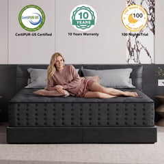 Tryagat 14” King Hybrid Mattress in a Box, Medium Firm King Size Mattresses, Cooling Gel Memory Foam Mattress with Individually Wrapped Pocket Coils, Pressure Relief